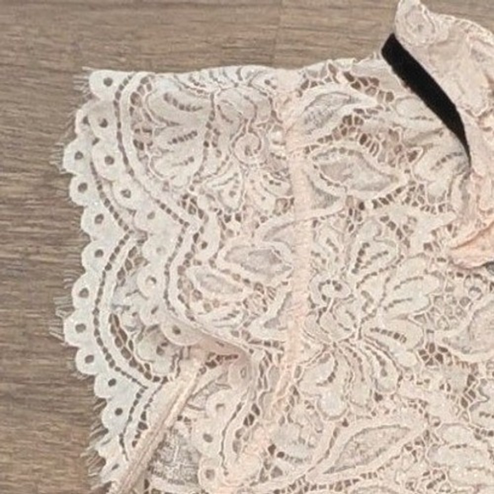 Soft Blush Pink Romantic Lace Top w/Bow | Coquette Balletcore Vibes size S/M - Picture 2 of 7